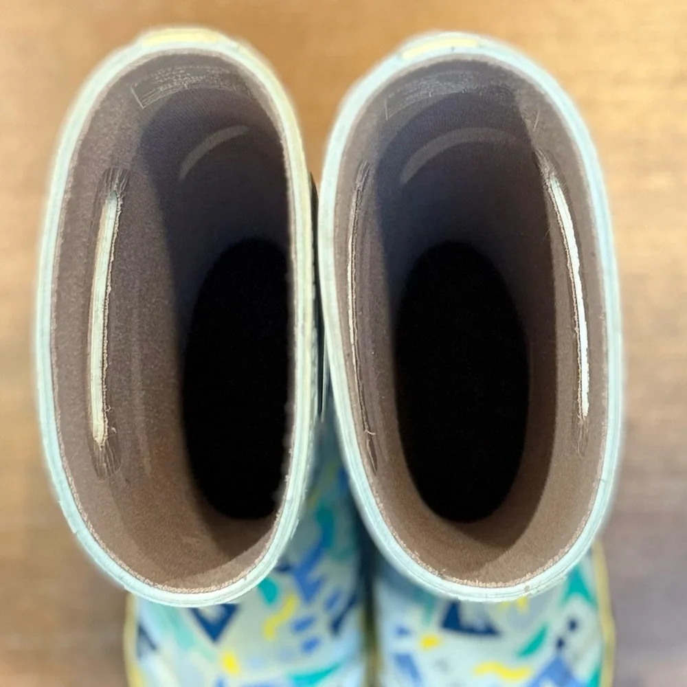 Bogs Kids Rain Boots Sparse Geo Blue Multi Waterproof Pull-On‎ Handles Sz 3